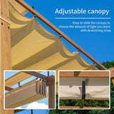 Fabric Top Pergola Wood-looking