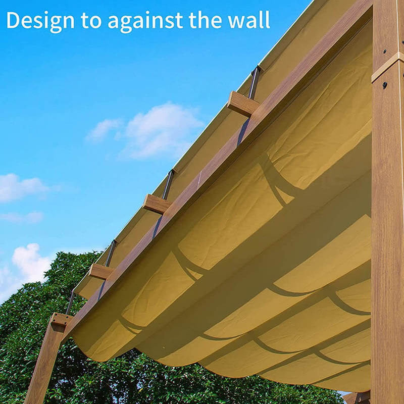 Fabric Top Pergola Wood-looking