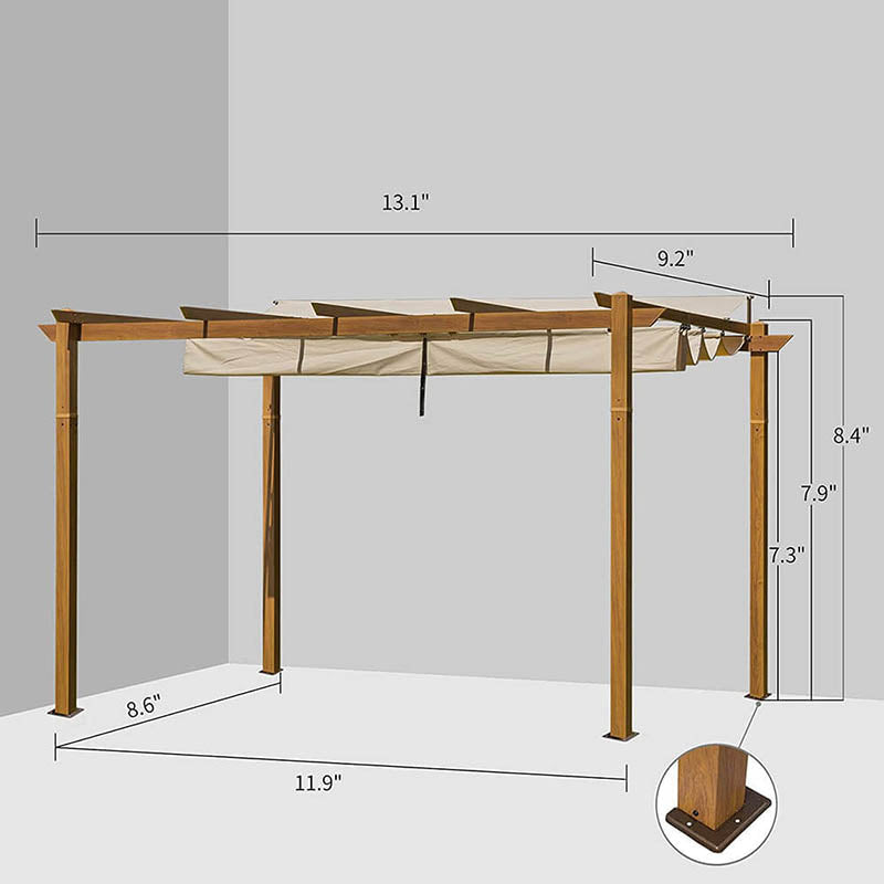 Fabric Top Pergola Wood-looking