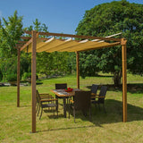 Fabric Top Pergola Wood-looking