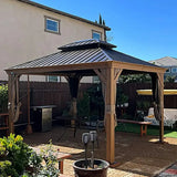 Hardtop Gazebo Wood-Looking with Drainage Gutters