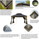 Hardtop Gazebo Brown with Drainage Gutters
