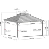 Hardtop Gazebo Brown with Drainage Gutters