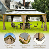Hardtop Gazebo Wood-Looking with Drainage Gutters