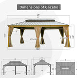 Hardtop Gazebo Wood-Looking with Drainage Gutters