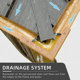 Hardtop Gazebo Wood-Looking with Drainage Gutters