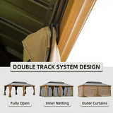 Hardtop Gazebo Wood-Looking with Drainage Gutters