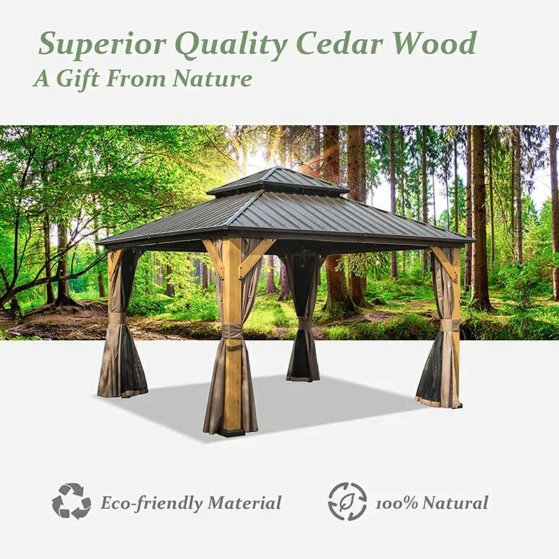 Wood Gazebo with Galvanized Steel Roof - Cedar Post