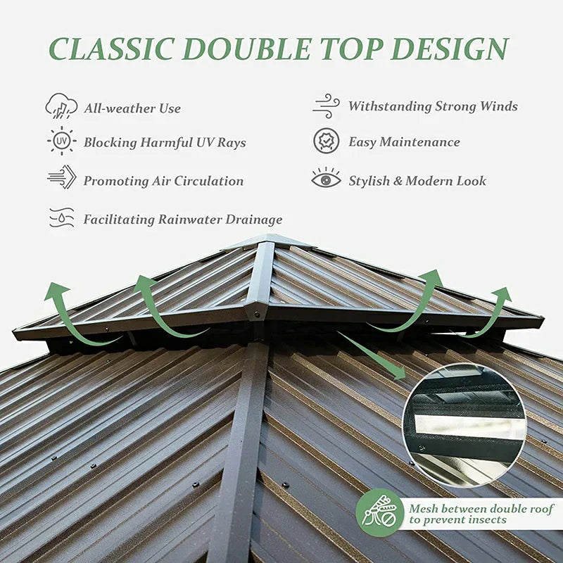 Wood Gazebo with Galvanized Steel Roof - Cedar Post