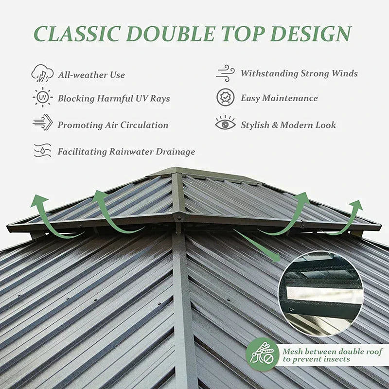 Wood Gazebo with Galvanized Steel Roof - Cedar Post