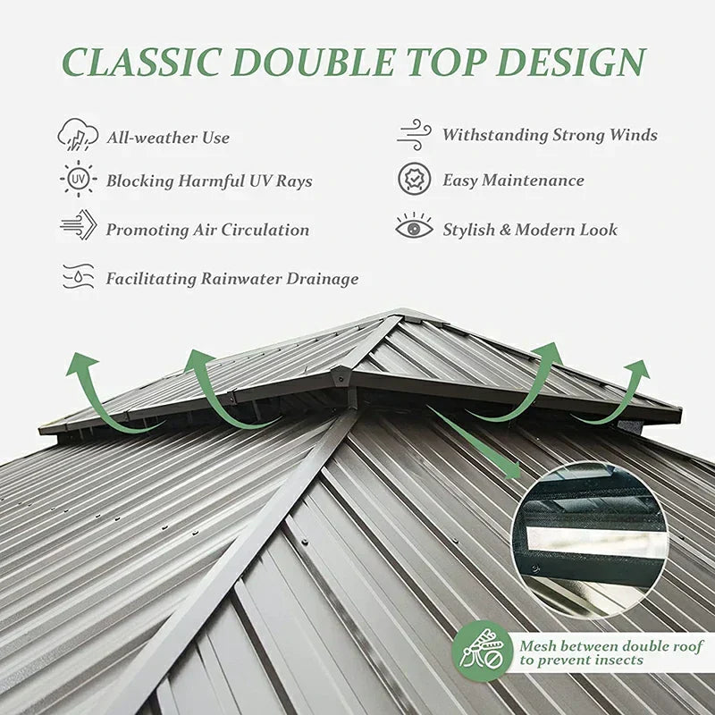 Wood Gazebo with Galvanized Steel Roof - Cedar Post