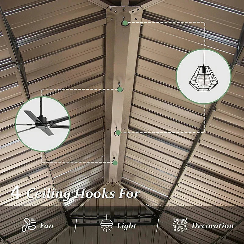 Wood Gazebo with Galvanized Steel Roof - Cedar Post