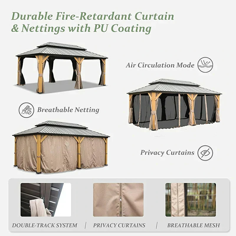 Wood Gazebo with Galvanized Steel Roof - Cedar Post