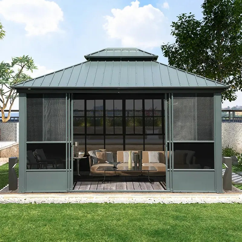 12'x14' Four-Season Solarium- Patio Sunroom Aluminum Hardtop Gazebo