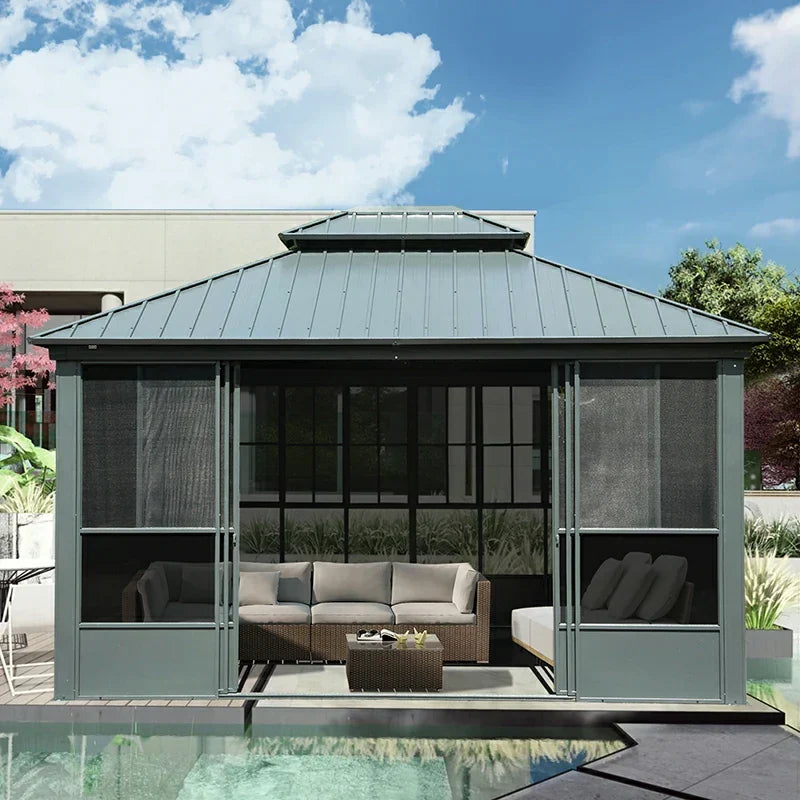 12'x14' Four-Season Solarium- Patio Sunroom Aluminum Hardtop Gazebo
