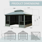 12'x14' Four-Season Solarium- Patio Sunroom Aluminum Hardtop Gazebo