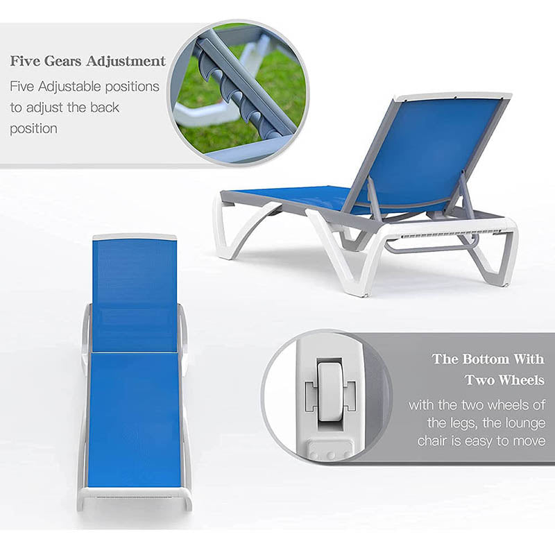 Patio Chaise Lounge Sunbathing Chair Set of 3 (2 Chairs + 1 Table)