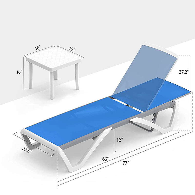 Patio Chaise Lounge Sunbathing Chair Set of 3 (2 Chairs + 1 Table)