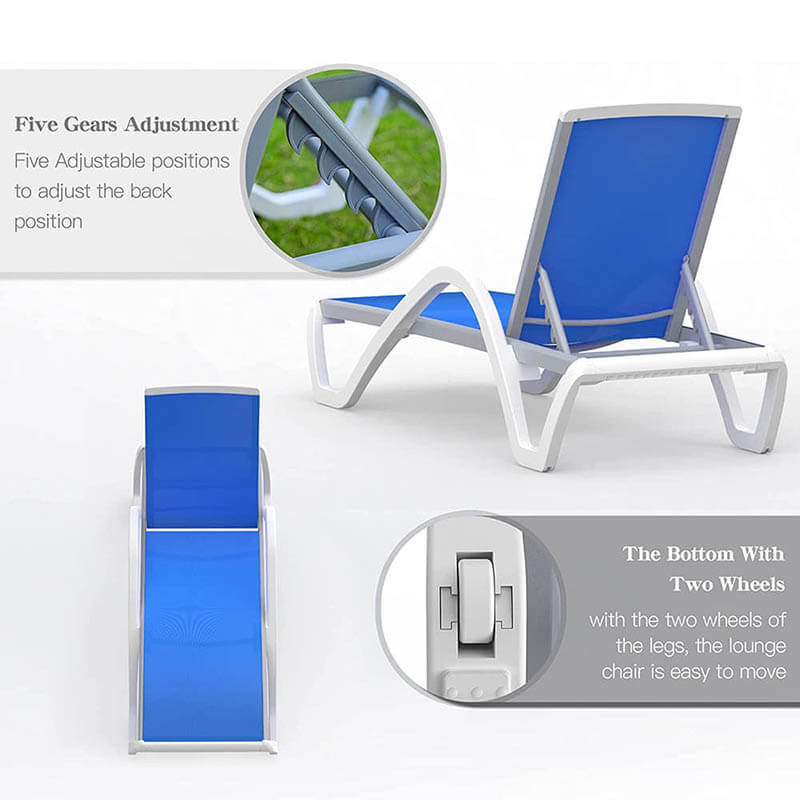 Patio Chaise Lounge Set of 3 with Arm (2 Chairs + 1 Table)
