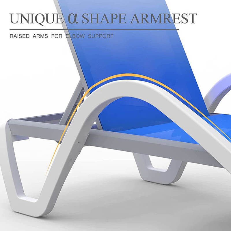 Patio Chaise Lounge Set of 3 with Arm (2 Chairs + 1 Table)