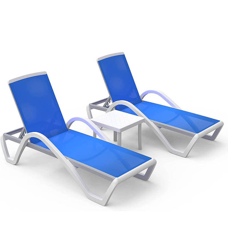 Patio Chaise Lounge Set of 3 with Arm (2 Chairs + 1 Table)