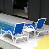 Patio Chaise Lounge Set of 3 with Arm (2 Chairs + 1 Table)