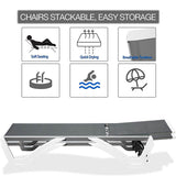 Patio Chaise Lounge Sunbathing Chair Set of 3 (2 Chairs + 1 Table)