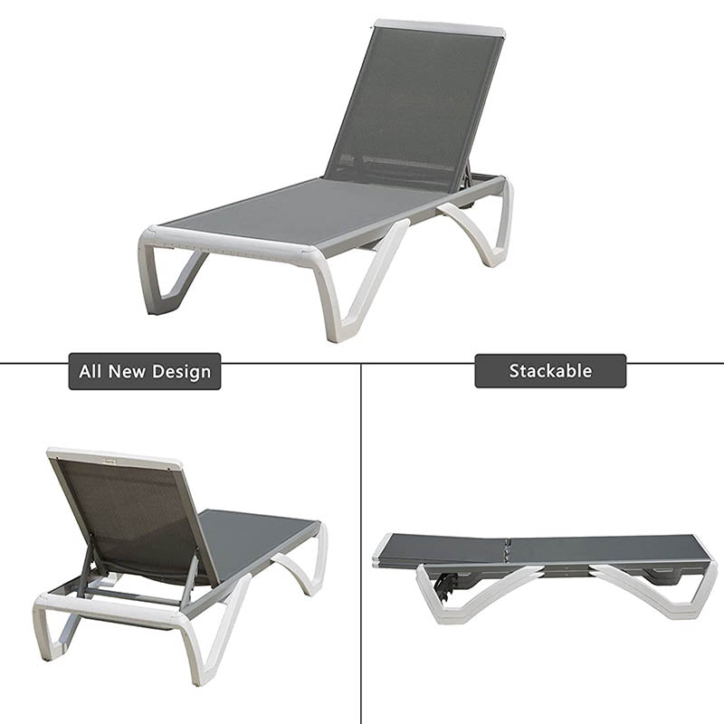 Patio Chaise Lounge Sunbathing Chair Set of 3 (2 Chairs + 1 Table)