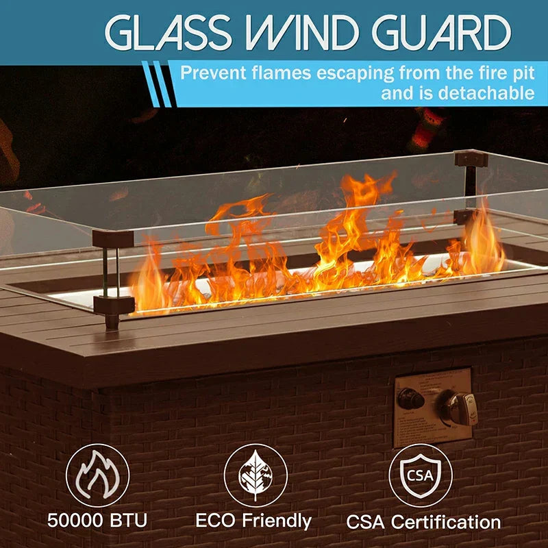 Patio Propane Fire Pit Rectangular Table