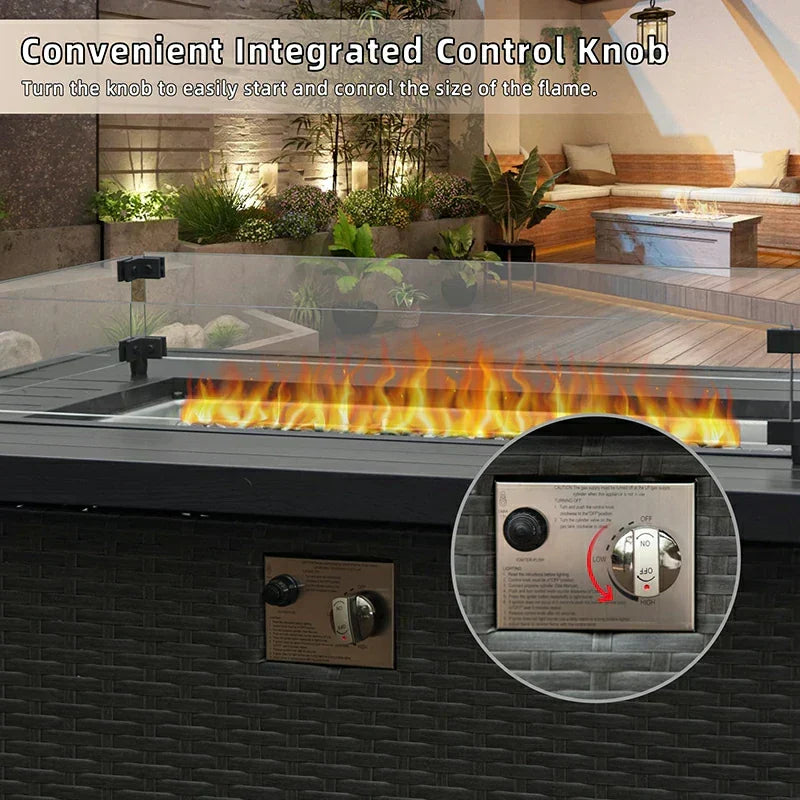 Patio Propane Fire Pit Rectangular Table