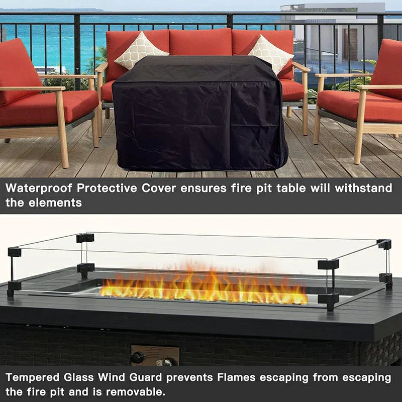 Patio Propane Fire Pit Rectangular Table
