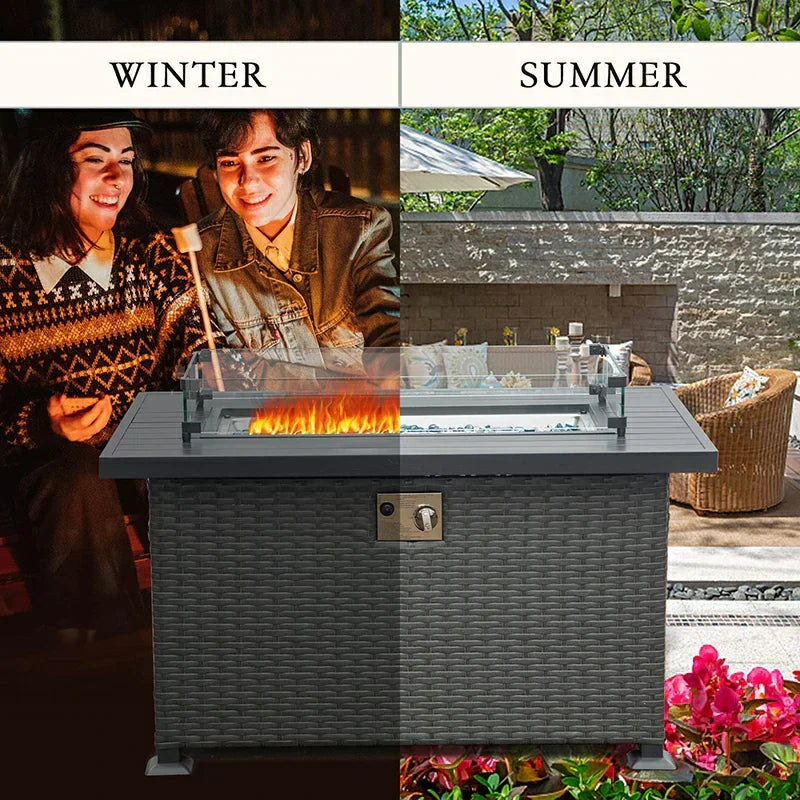 Patio Propane Fire Pit Rectangular Table