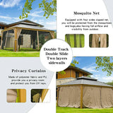 Hardtop Gazebo Wood-Looking with Drainage Gutters