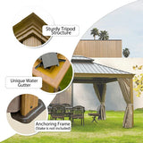 Hardtop Gazebo Wood-Looking with Drainage Gutters