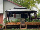 Hardtop Gazebo Brown with Drainage Gutters