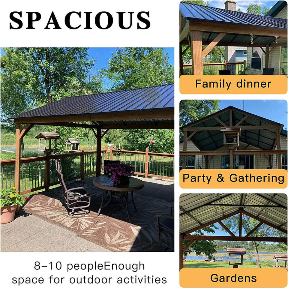 Gable Hardtop Gazebo - Wood-looking Frame