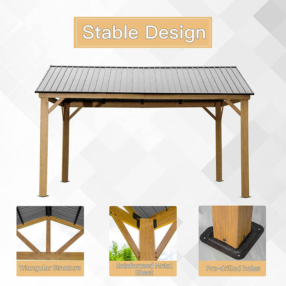 Gable Hardtop Gazebo - Wood-looking Frame