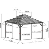 Hardtop Gazebo Brown with Drainage Gutters