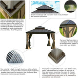 Hardtop Gazebo Brown with Drainage Gutters