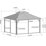 Hardtop Gazebo Wood-Looking with Drainage Gutters