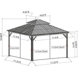 Hardtop Gazebo Wood-Looking with Drainage Gutters