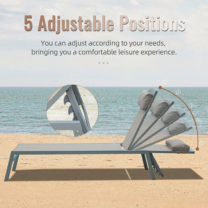 Sunbathing Aluminum Chaise Lounge Set of 3