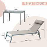 Sunbathing Aluminum Chaise Lounge Set of 3