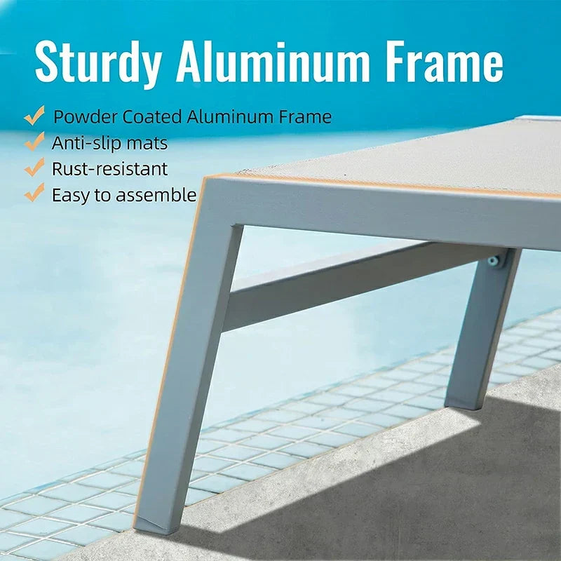 Sunbathing Aluminum Chaise Lounge Set of 3
