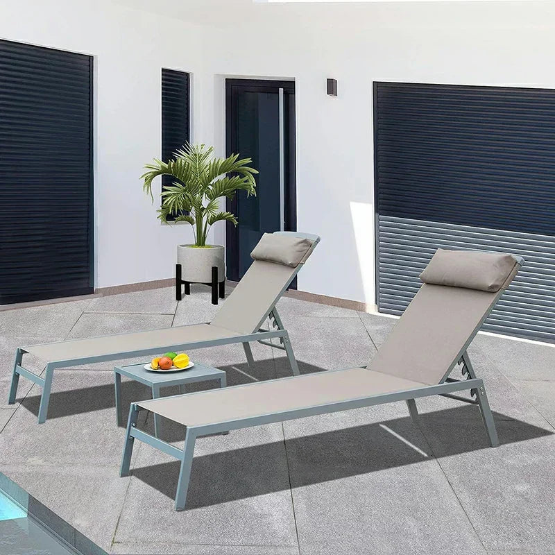 Sunbathing Aluminum Chaise Lounge Set of 3