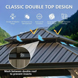 Hardtop Gazebo Brown with Drainage Gutters