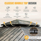 Hardtop Gazebo Brown with Drainage Gutters
