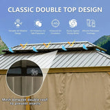 Hardtop Gazebo Wood-Looking with Drainage Gutters