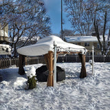 Hardtop Gazebo Wood-Looking with Drainage Gutters
