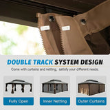 Hardtop Gazebo Brown with Drainage Gutters